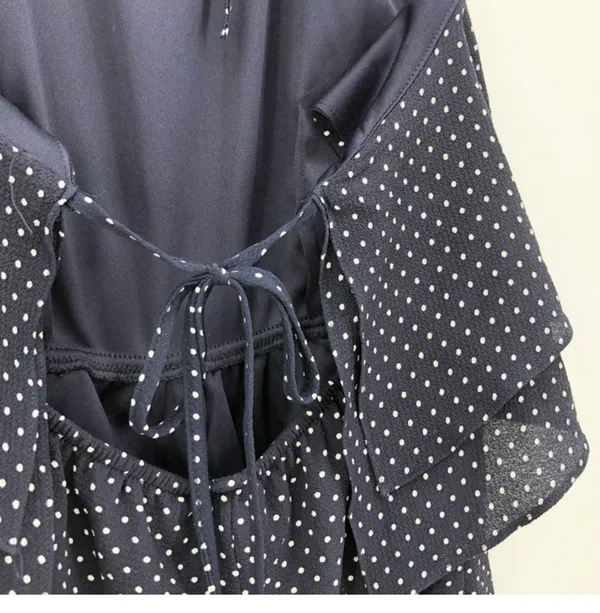Aqua Navy Polka Dot Halter Tiered Ruffle Romper | Size Small | Bloomingdale’s - Image 6