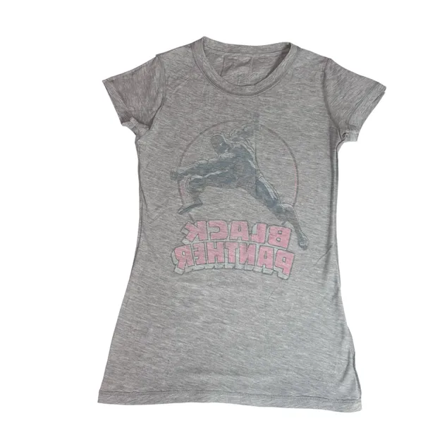 Marvel Black Panther Graphic Tee XS Gray Short Cap Sleeve Fitted - Image 3