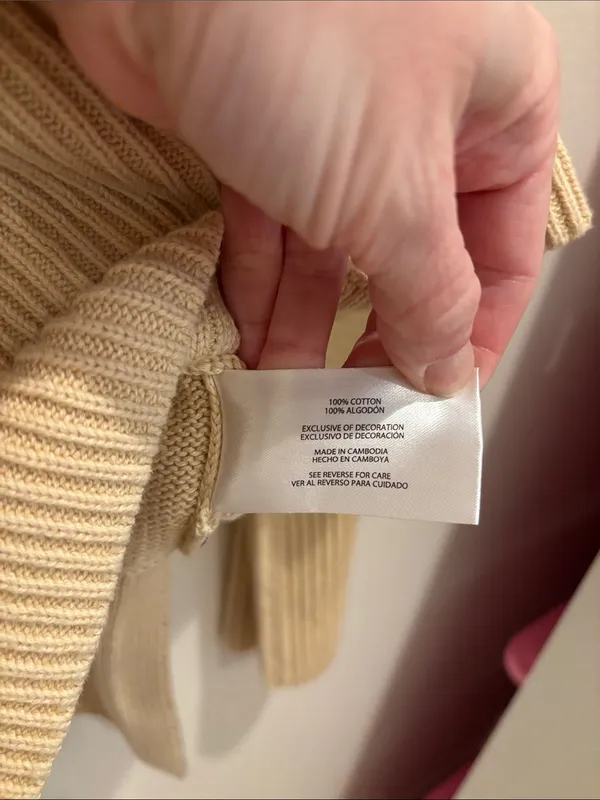 Gap Oversized Sweater 100% Cotton Beige Crewneck Size Medium - Image 6