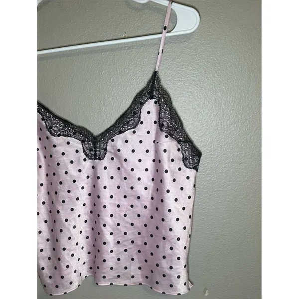 Victoria’s Secret Pink & Black Lace Trim Polka Dot Cami Top Women’s Size Medium - Image 3