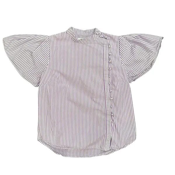 Adam Lippes x RTR Tie Neck Stripped Top in White/Purple, Size US 4​ - Image 4