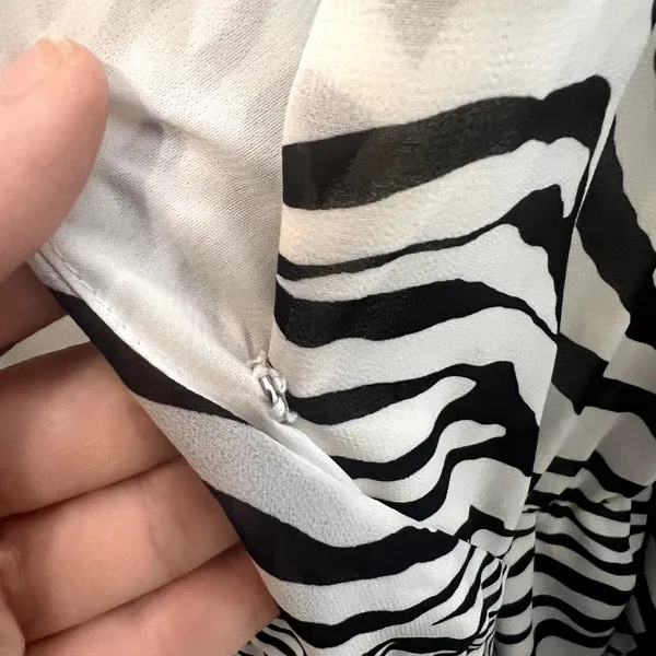 PRINCESS POLLY Women's 10 Marty Long Sleeve Faux Wrap Mini Dress Zebra Belted - Image 11