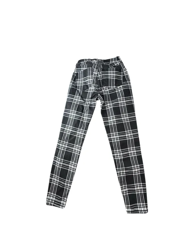 Black & White Plaid Straight Leg Pants - Women's - Image 2