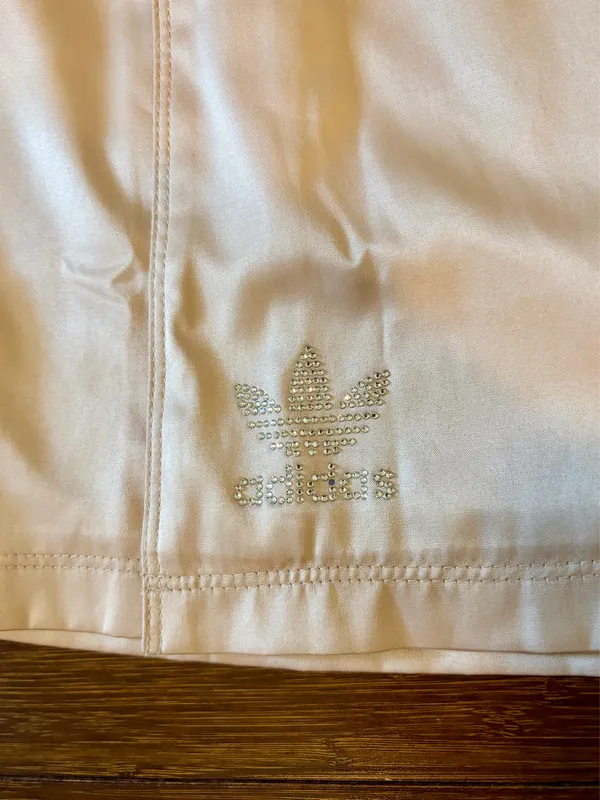 Adidas 2000 Wrap Skirt Light Pink Nude Rhinestone Logo Y2K Classic Preppy Doll - Image 2