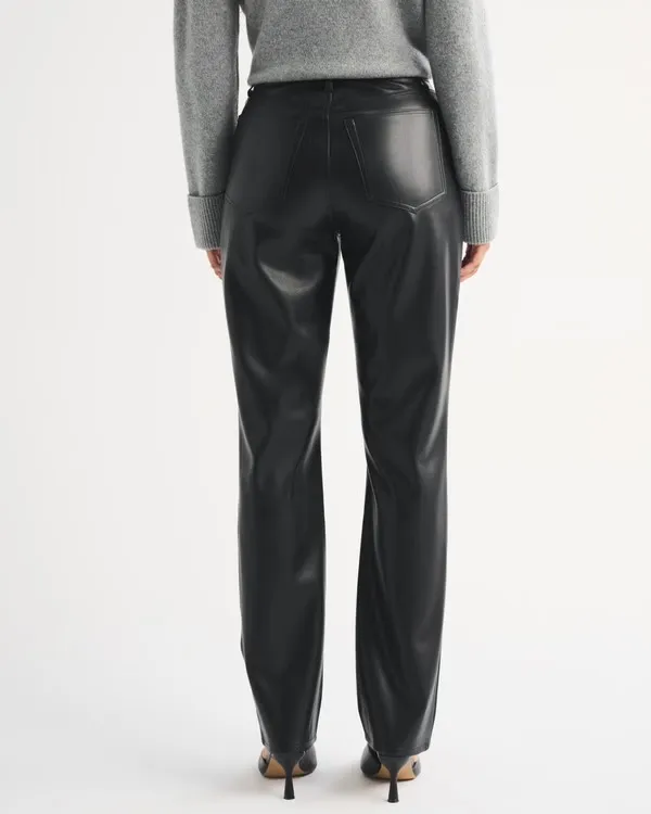 Abercrombie Curve Love ‘90s Straight Ultra High Rise Vegan Leather Pant - Image 3
