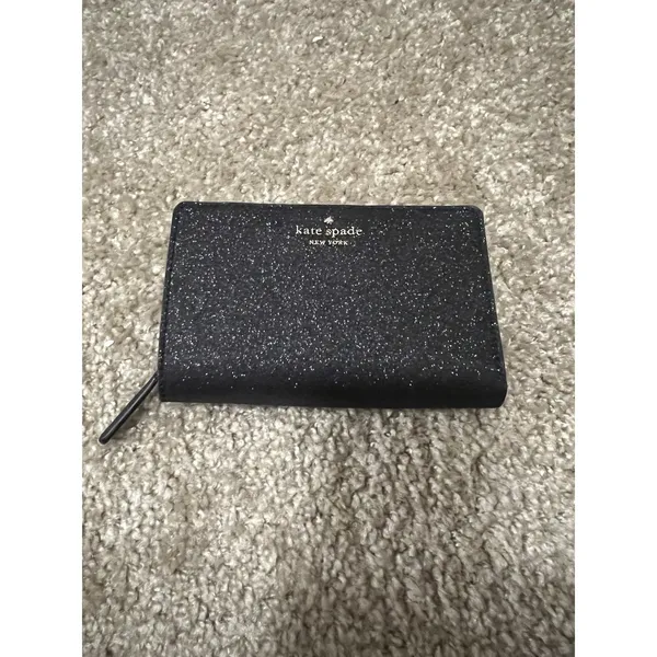 Kate Spade Joeley Glitter Medium Bi Fold Compartment Wallet Black NWT - Image 8