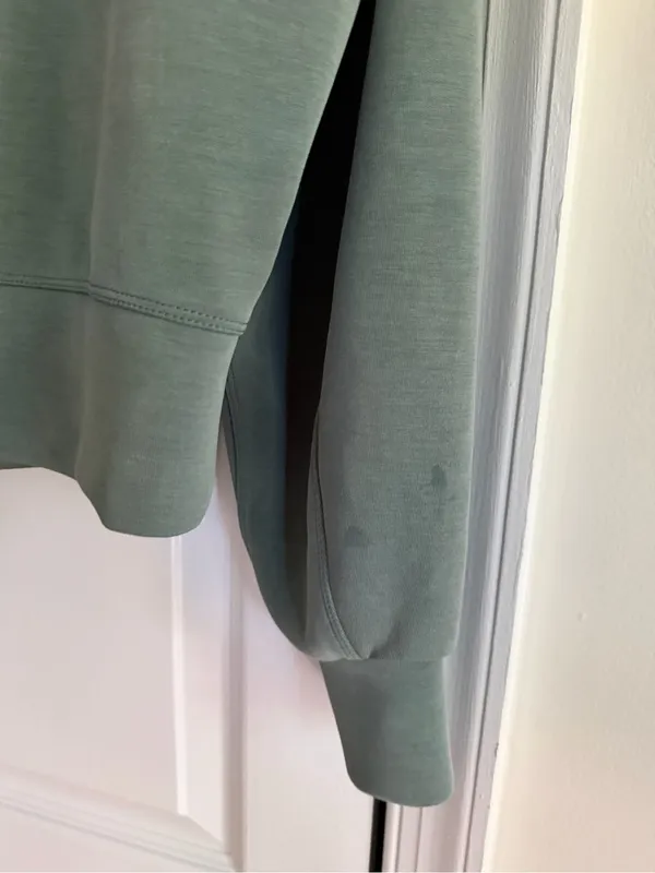 Lululemon Softstreme Perfectly Oversized Cropped Crew Green Size 4 As-Is Stains - Image 15