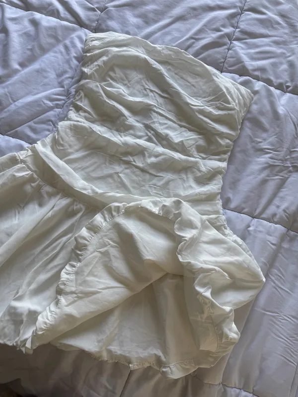 Princess Polly Strapless Bubble Hem Mini Dress White - Image 6