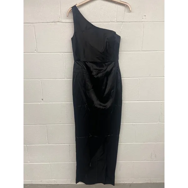 NWT Nookie Sz L Virtue Black One Shoulder Thigh High Slit Evening Cocktail Gown - Image 3