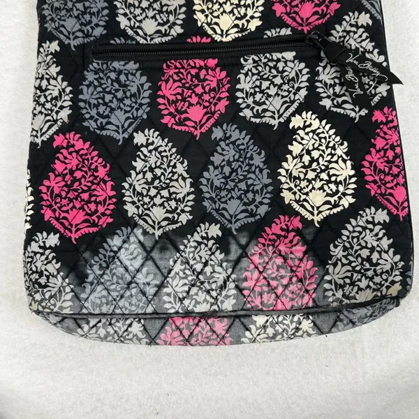 Vera Bradley Crossbody Bag Purse Quilted Black Pink Gray Floral Shoulder Bag‎ - Image 4