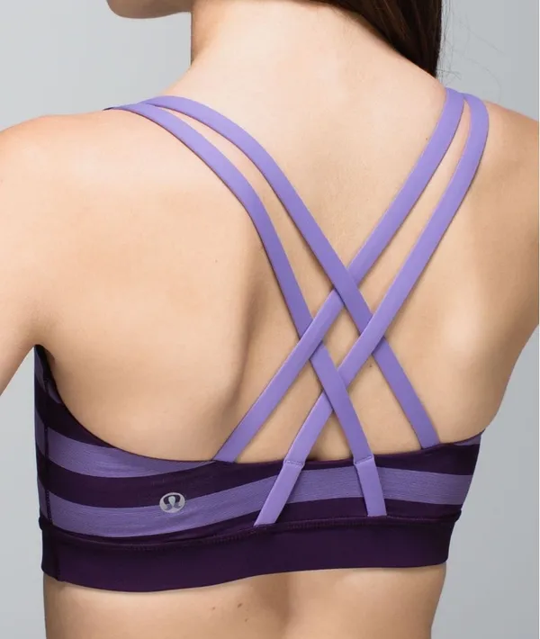 Lululemon Women’s 4 Purple Striped Strappy Energy Bra - Image 2