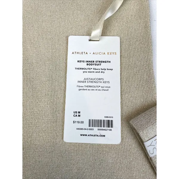 Athleta M Alicia Keys Inner Strength Merino Wool Bodysuit Chantilly Cream Medium - Image 10