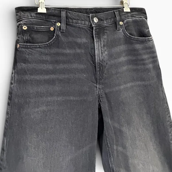 American Eagle High Waisted Cuffed Stovepipe Jean Womens 8 Black Classic Denim - Image 3