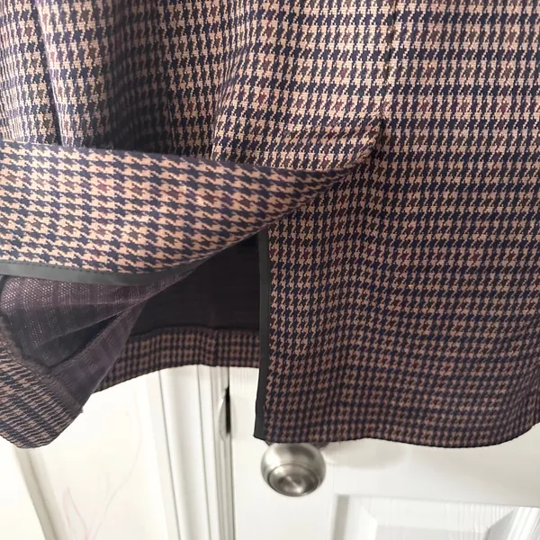 Avec Les Filles Anthropologie Brown Blue Houndstooth Longline Blazer Small 80103 - Image 10