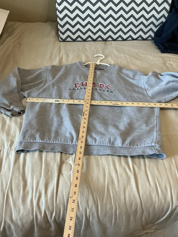 Vintage Y2K Ralph Lauren Chaps Heather Gray Logo Crewneck Sweatshirt XL - Image 6