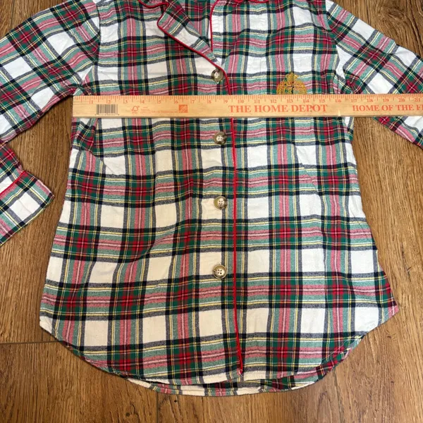 Lauren Ralph Lauren Womens‎ Plaid Flannel Pajama Top Red Green Crest Small Cozy - Image 8