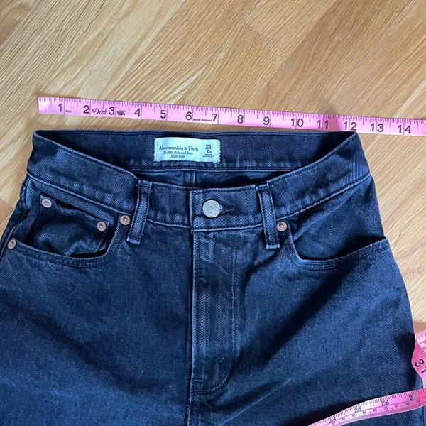 Abercrombie & Fitch The ’90s Relaxed High Rise Jeans Women’s Size 25 Black Straight Leg - Image 5