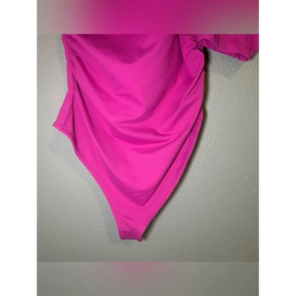 NEW Free People Somethin Bout You Pink One Shoulder Puff Sleeve Bodysuit Women S - Image 4