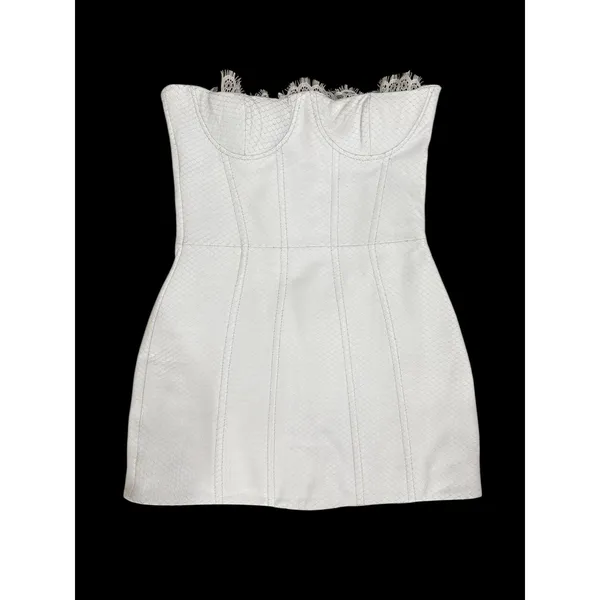Retrofête Amberly Leather Strapless Mini Dress Optic White Size M‎ - Image 7
