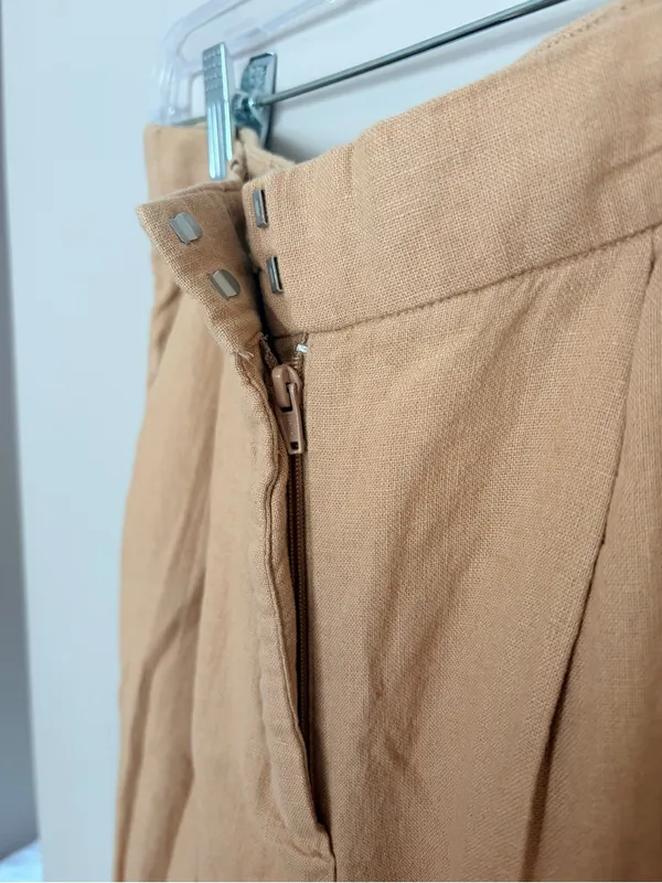 Abercrombie & Fitch Sloane Linen Blend Tan Trousers XS - Image 4