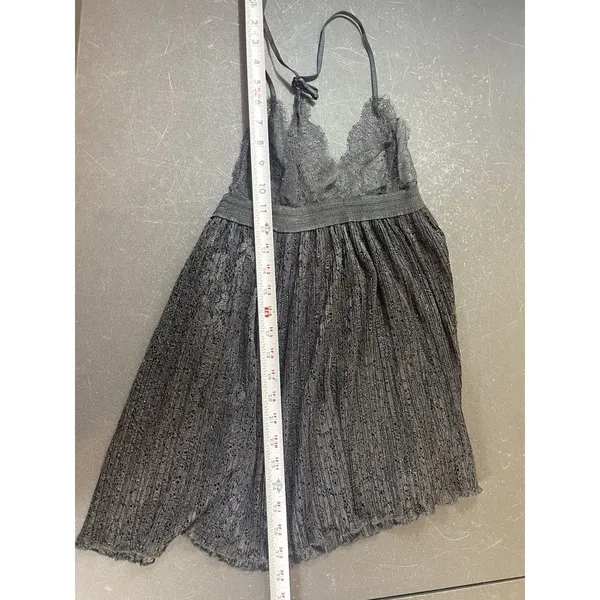 Victoria’s Secret Black Floral Mesh Lace Halter Babydoll Lingerie Dress S - Image 7