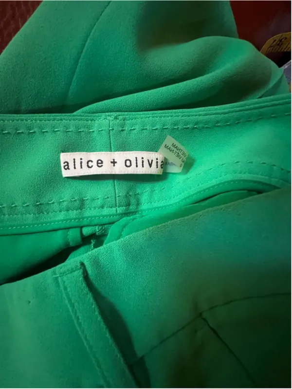 Alice + Olivia Bright Green Tailored High Rise Straight Leg Professional Trousers - Image 4