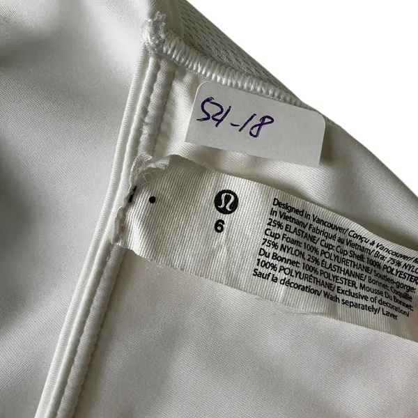 Lululemon White Lightly Padded Sports Bra Women Size 6 | 54-18 - Image 3