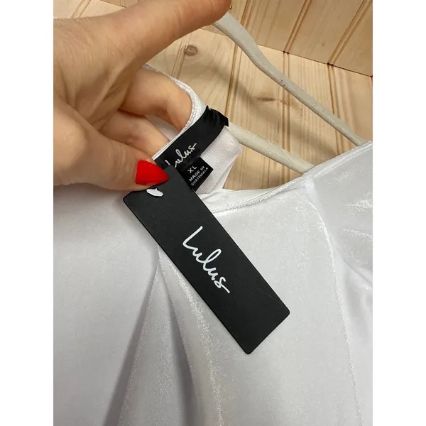 NWT Lulus How Much I Care White Velvet Off-the-Shoulder Midi Dress Hi Low Sz XL - Image 7