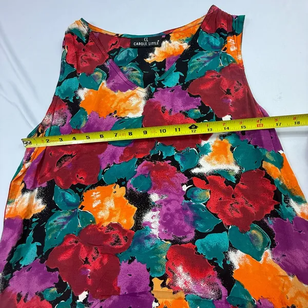 Carole Little Vintage Floral Sleeveless V-Neck Tank Top - Image 6