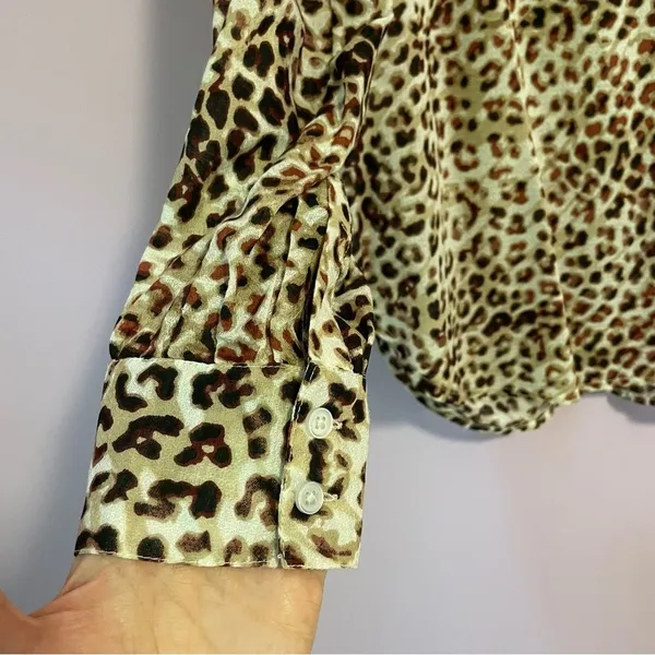 NEW Haute Hippie Tunic Top Sheer Leopard Print Chiffon Boho Modal Popover XS - Image 8