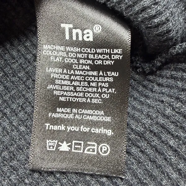 Tna Aritzia Waffle Knit Long Sleeve Thermal Top Black XS Oversized - Image 3