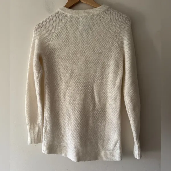 Abercrombie & Fitch White‎ Cream Zipper Detail Knit Sweater - Image 3