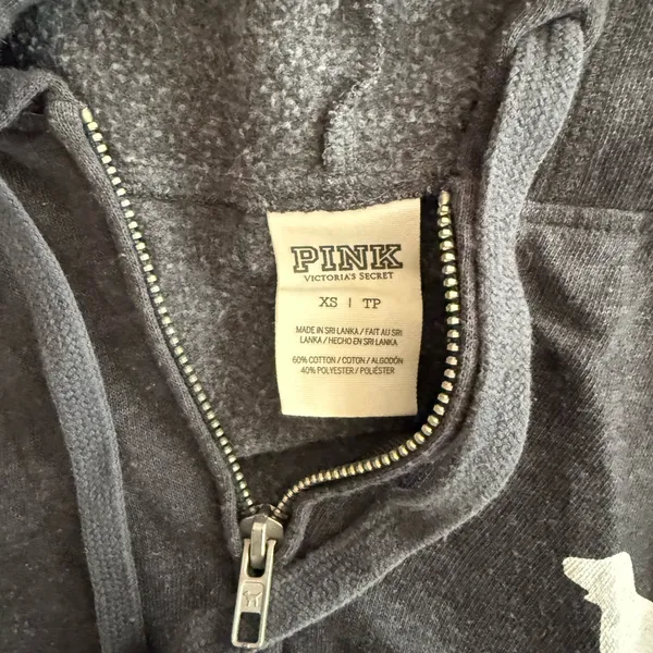Gray Victorias Secret Pink Zip-Up Hoodie - Image 4