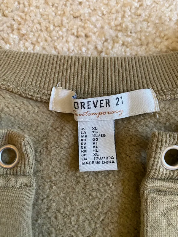 Forever 21 Contemporary Olive Front Lace Sweatshirt - Image 5