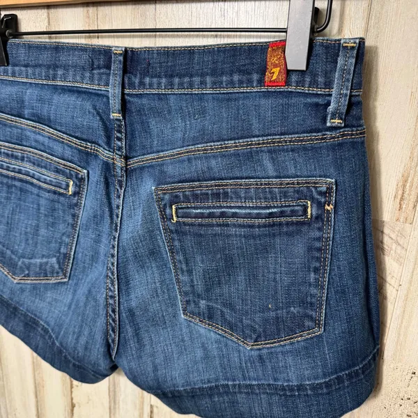 7 For All Mankind Button Fly High Rise Denim Mini Shorts Womens Size 27 - Image 4