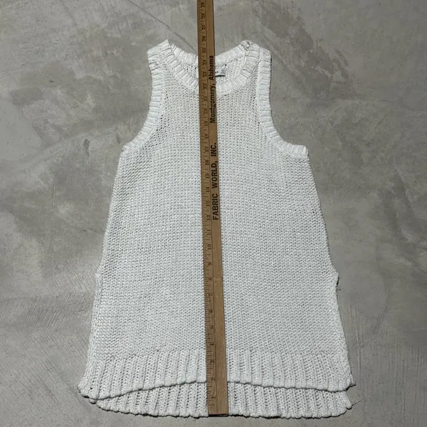VTG Abercrombie Fitch Cream Knit Sleeveless Mock Neck Sleeveless Sweater Tank XS - Image 5