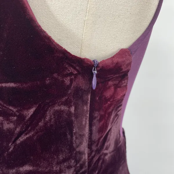 Vintage 90s Scott Mcclintock Beaded Velvet Gown Sheer Low Back Purple 6 - Image 7
