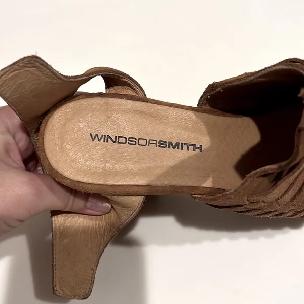 Windsor Smith chunky boho Platforms, suede leather, camel color, sz 6, TTS - Image 3