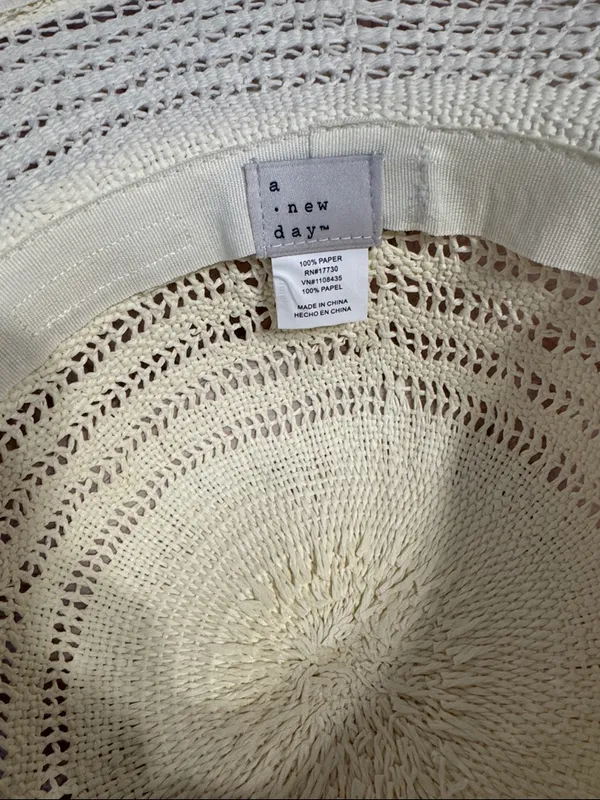 a new day‎ Crochet Wide-Brim Sun Hat - Cream - Image 4