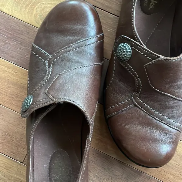 Clarks Leather Bendable Slip On Clogs Brown Size 8 Fall School Mules Comfort - Image 6