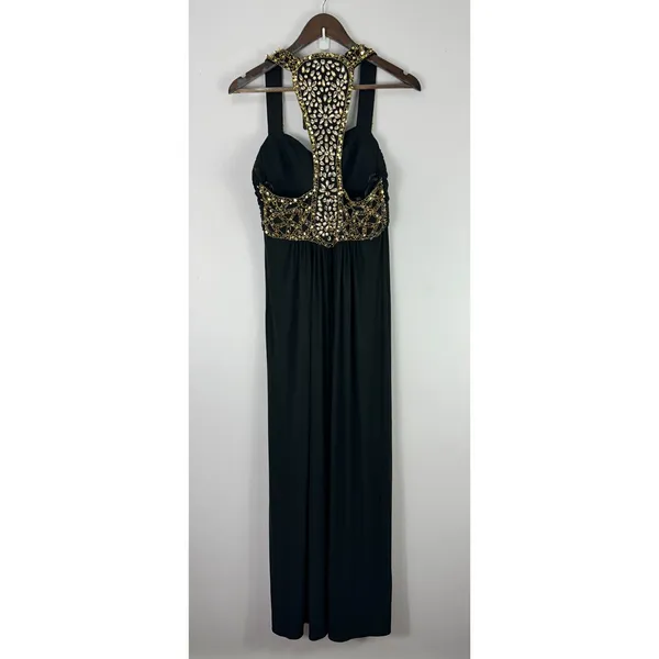 Betsy & Adam Gown Womens 6 Black Embellished‎ Cutout Ruched Formal Prom Pageant - Image 3