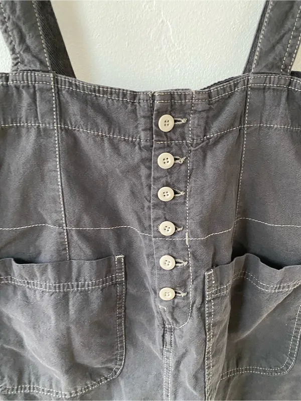 Free People cotton Charcoal Button-Front Pinafore Mini Skirt - Image 8