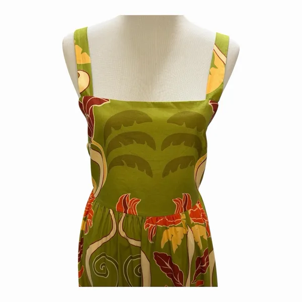 ZARA Size-M Womens‎ Midi Dress Tropical Green Bohemian - Image 5