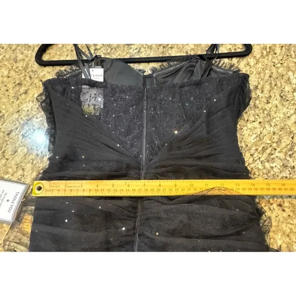 Betsy & Adam Women's Black Sequined Lace Corset Gown Dress Size 8 Sweatheart - Image 9