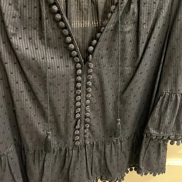 Madewell Peekaboo Pom-pom Top-Black - Image 5