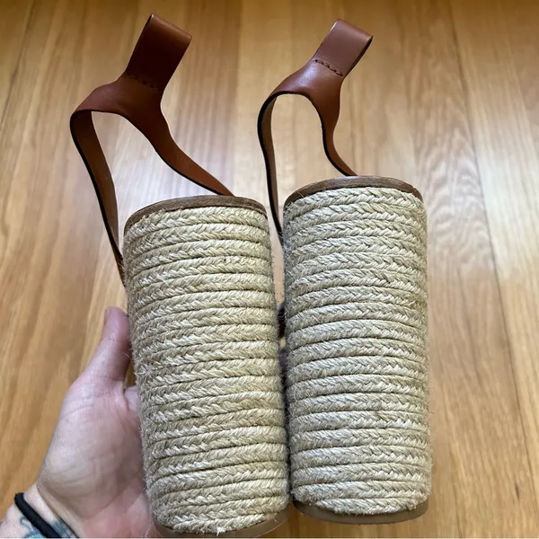 MIU MIU Brown Leather Platform Open Toe Weave Shoes Size Euro 40 - Image 10