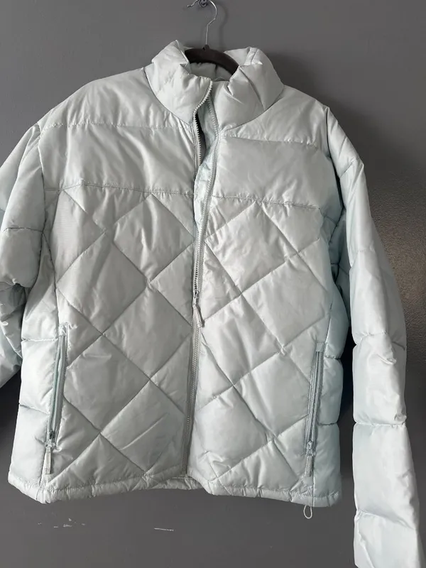 Steve & Barry’s Double Down Jacket Womens Light Mint Quilted Feather Down Puffer - Image 2