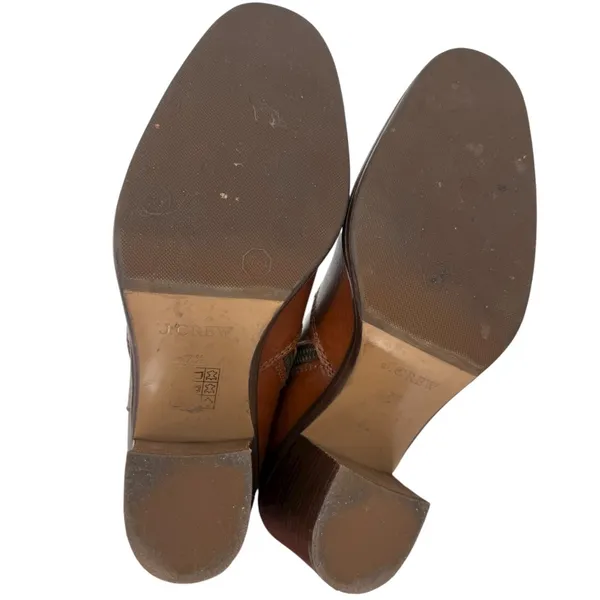 J. Crew Women's Leather Ankle Boots‎ Brown Buckle Block Heel Side Zip Size 7.5 - Image 12