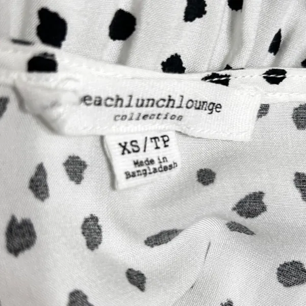 Beach Lunch Lounge Midi Tiered Babydoll Dress XS White Black Polka Dot‎ Cottage - Image 5