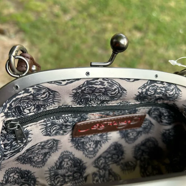 NWT Ed Hardy Denim Kisslock Frame Handbag - Image 4